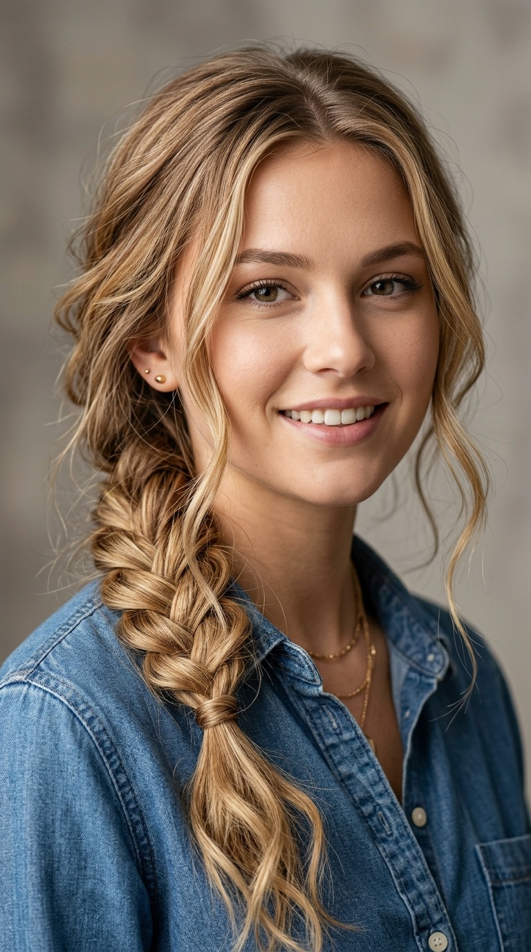 Boho Side Braid with Tendrils