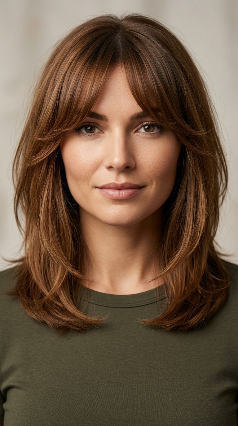Bottleneck Bangs with Shoulder-Length Layers
