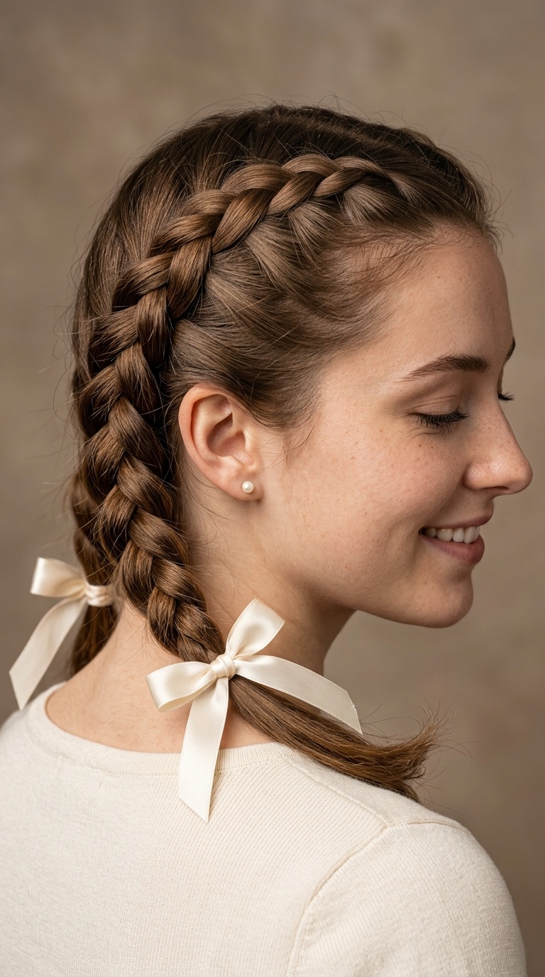 Bow-Tipped Dutch Braids