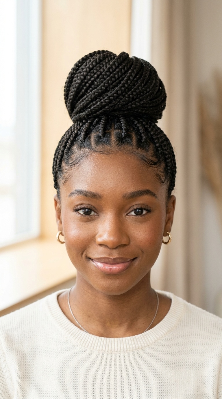 Box Braid High Bun