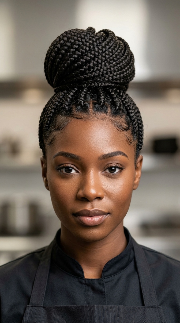 Box Braid High Bun