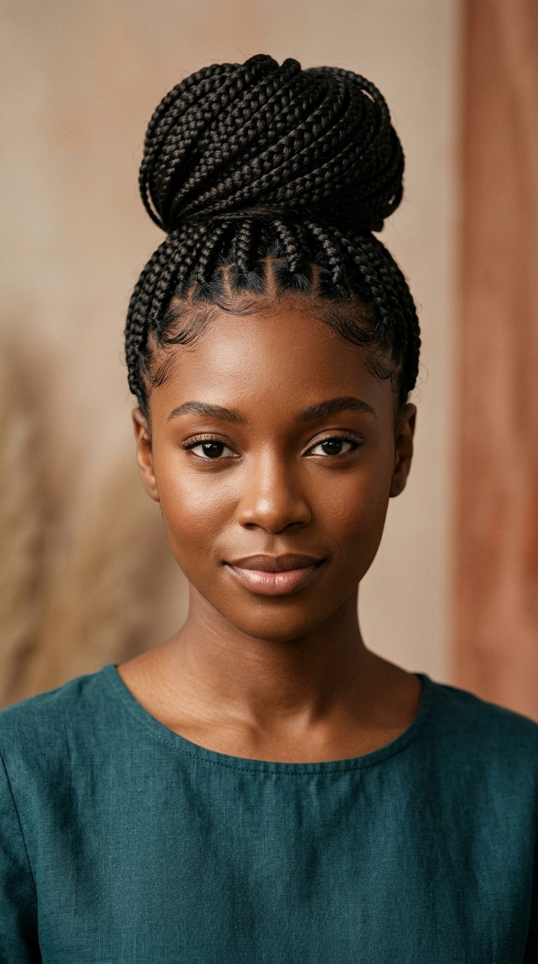Box Braid High Bun