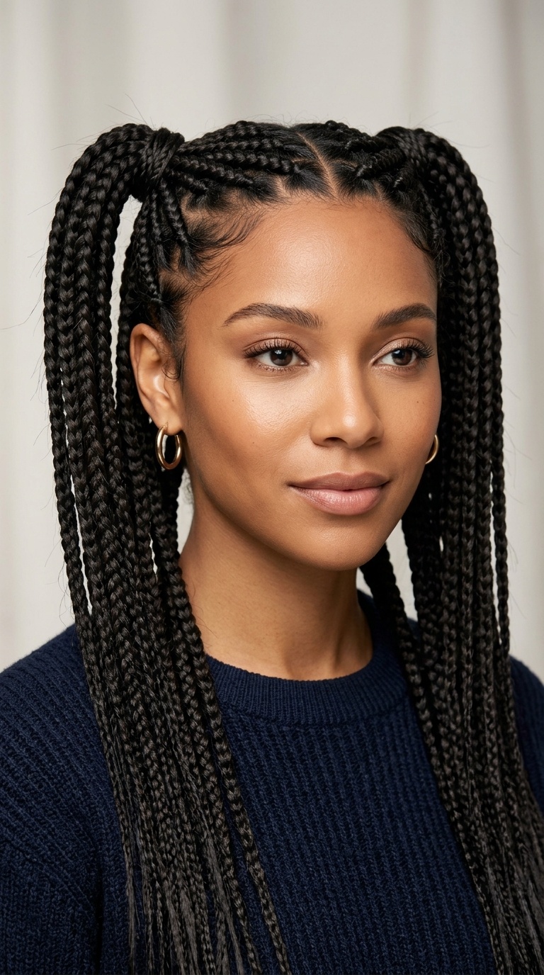 Box Braid Pigtails
