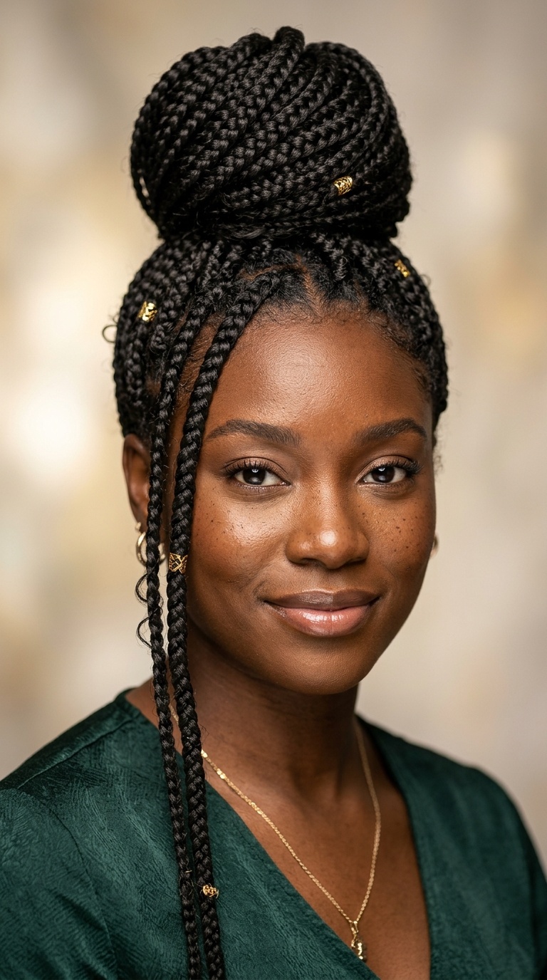 Box Braid Top Knot