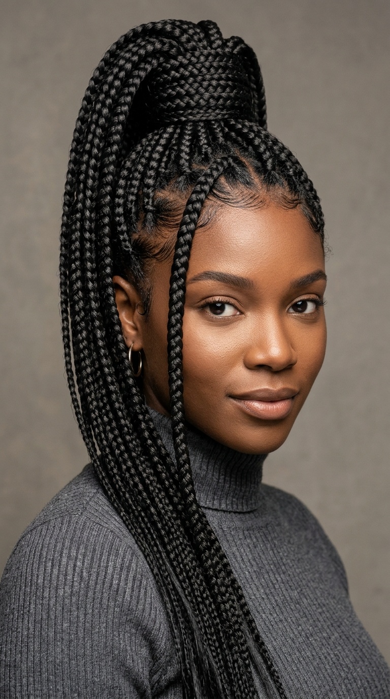 Box Braided High Ponytail