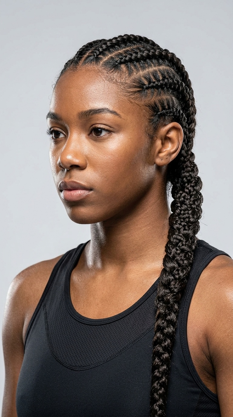 Box Braids into a Single Plait