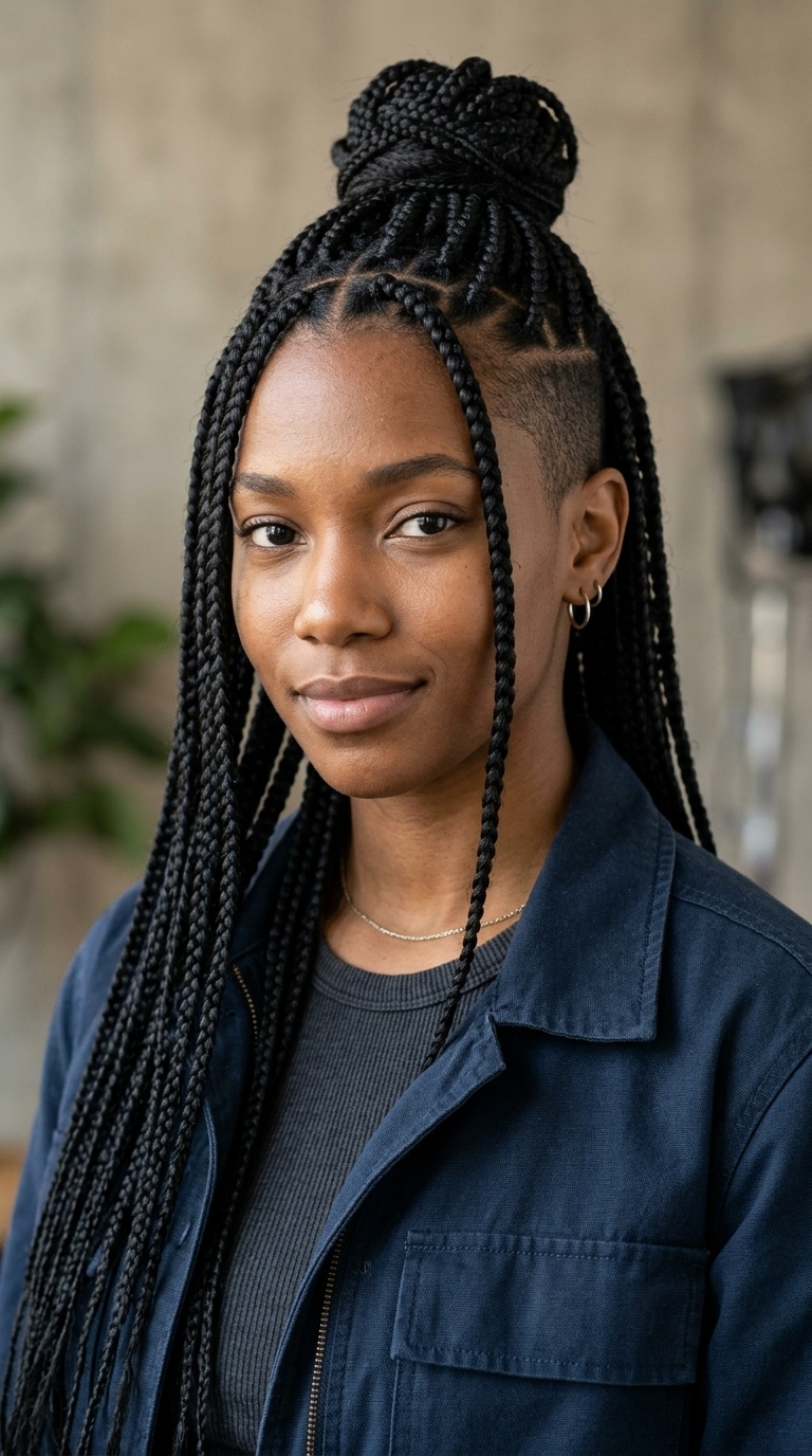 Box Braids with an Undercut