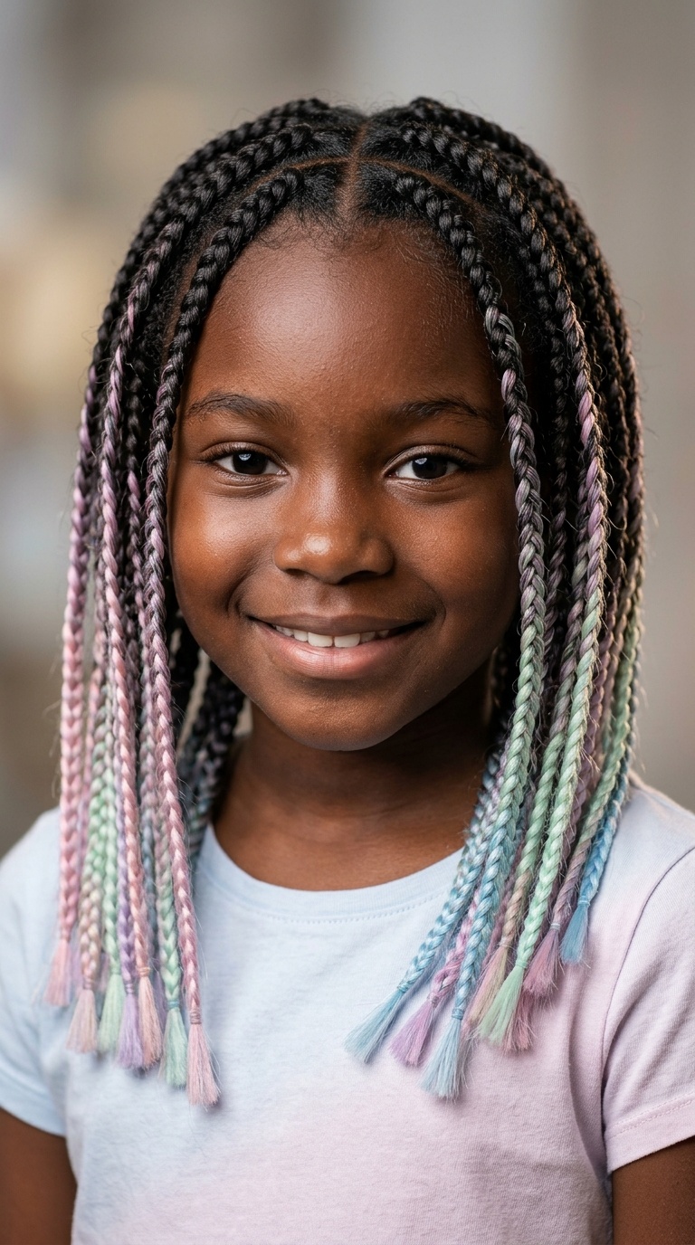 Box Braids with Pastel Ends