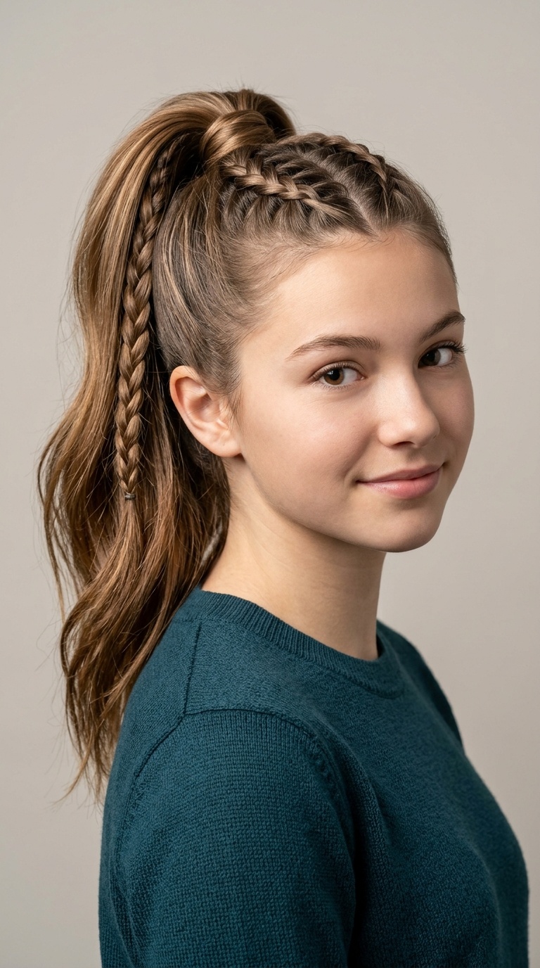 Braid-Accentuated Ponytail