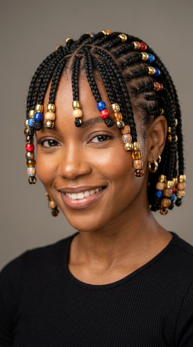 Braided Bangs with Beads