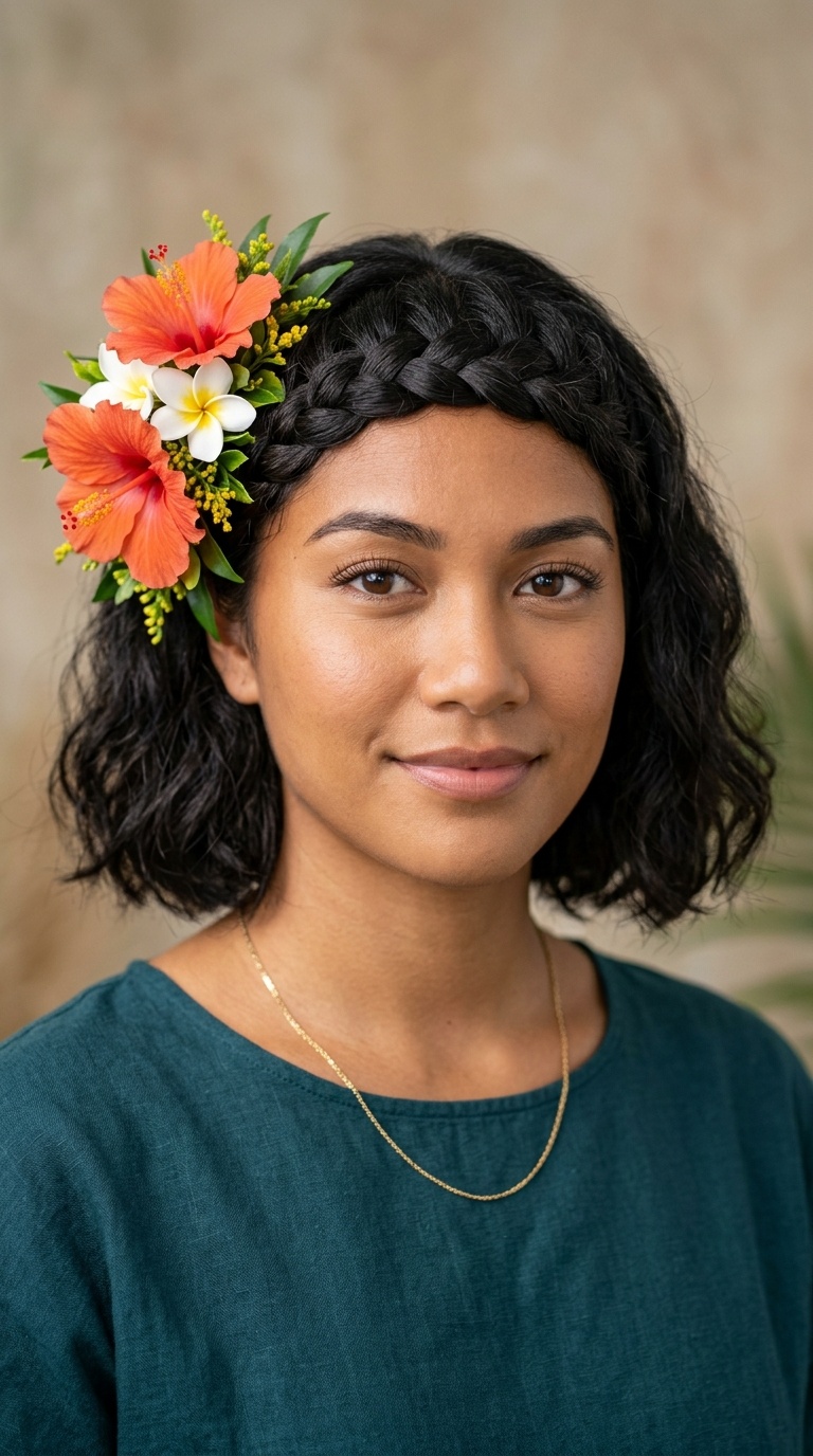 Braided Bangs with Floral Clips