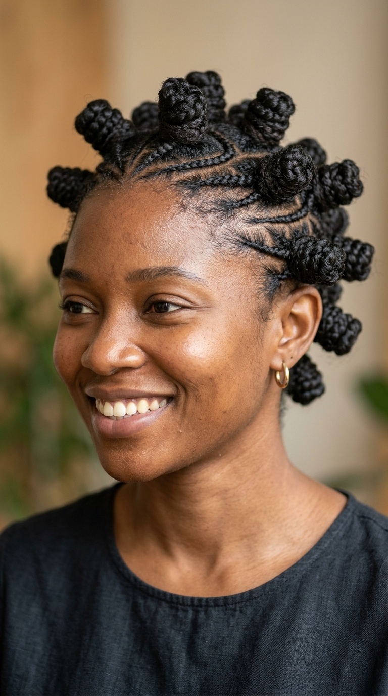 Braided Bantu Knot Mix
