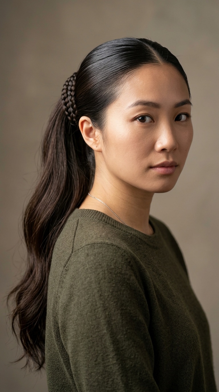 Braided Base Sleek Pony