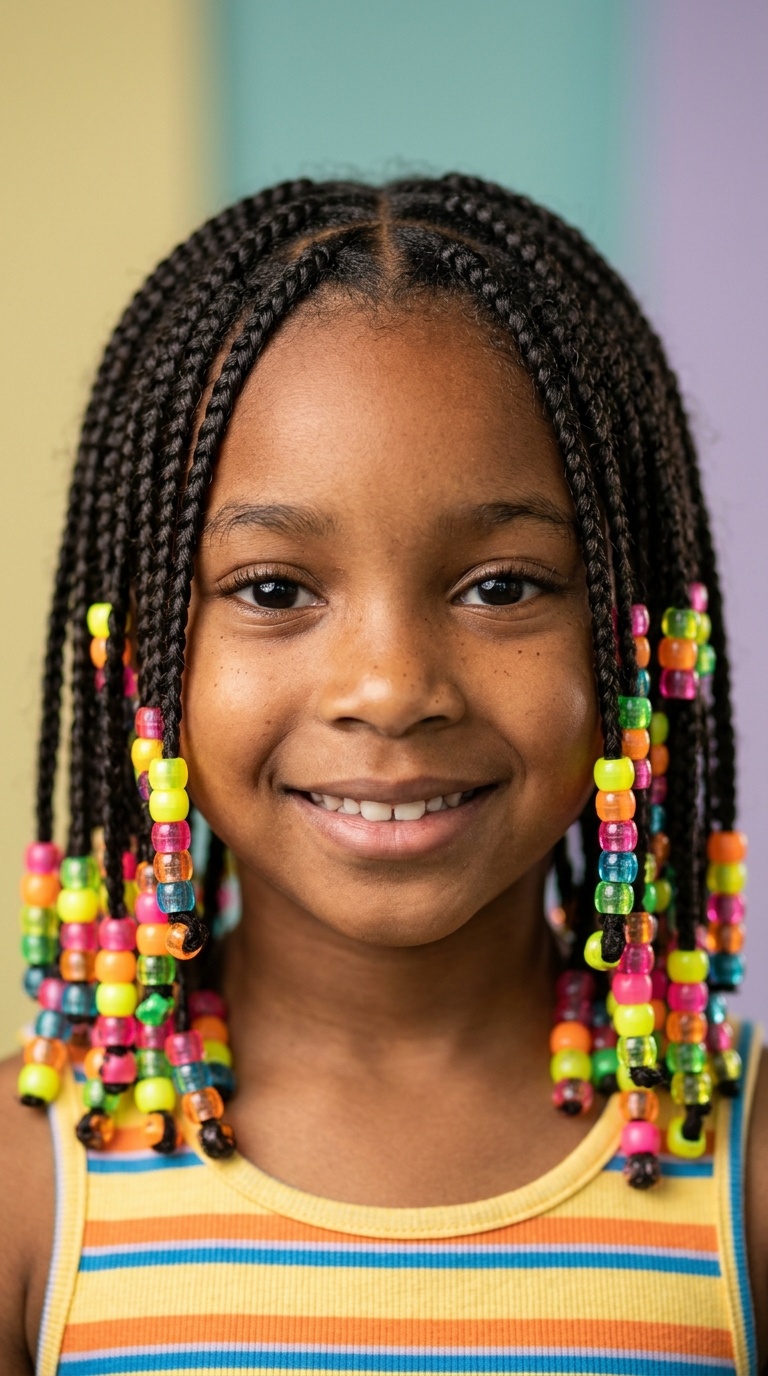 Braided Bob with Neon Beads