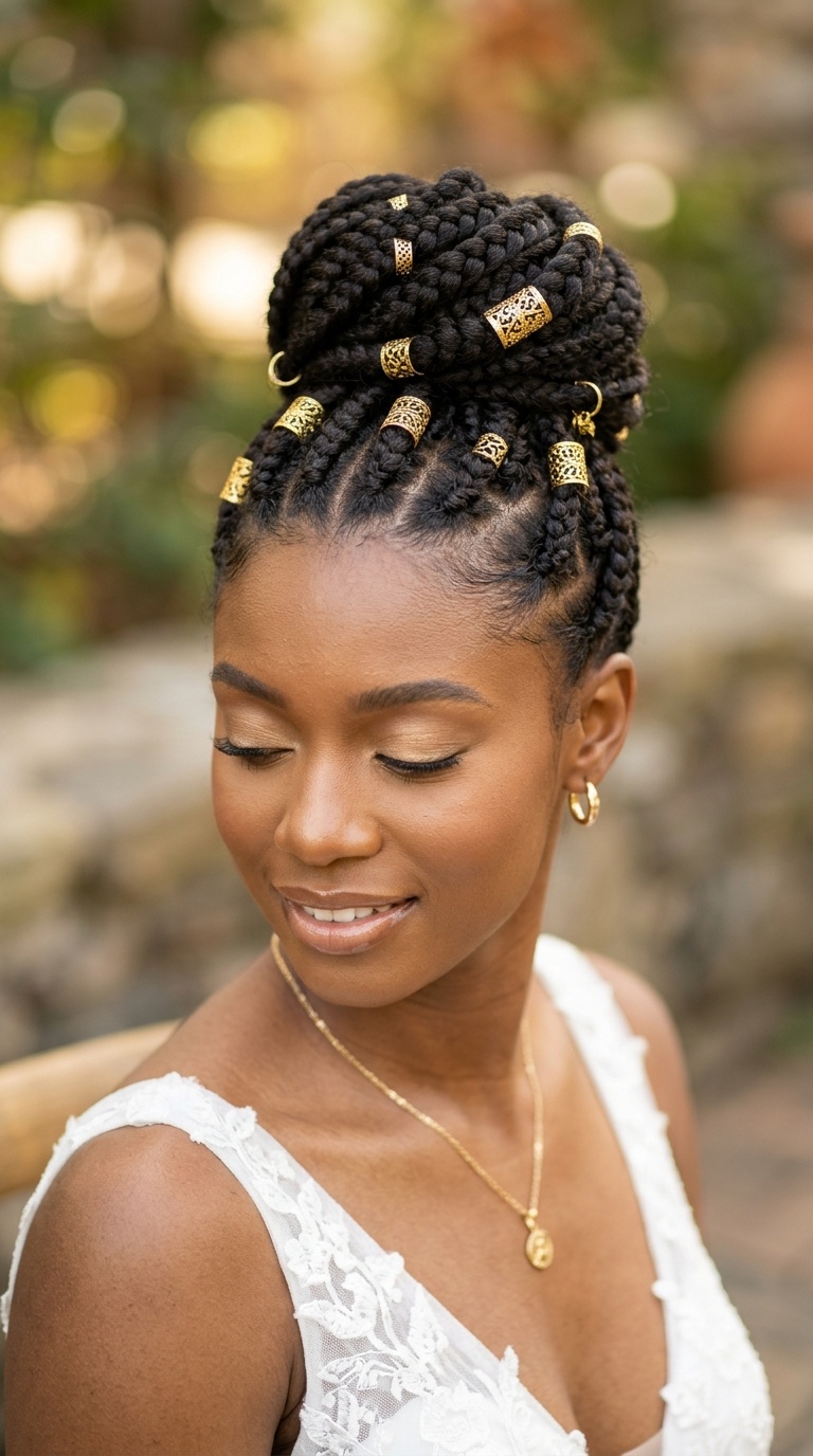 Braided Bun with Gold Cuffs
