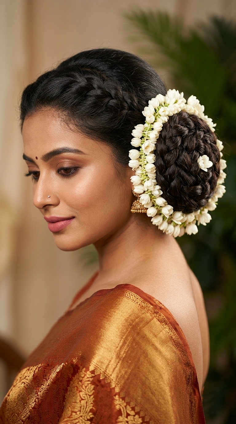Braided Bun with Jasmine Intertwined