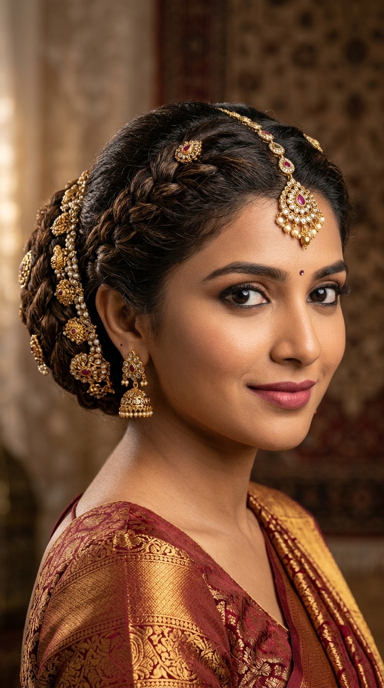 Braided Bun with Temple Jewelry