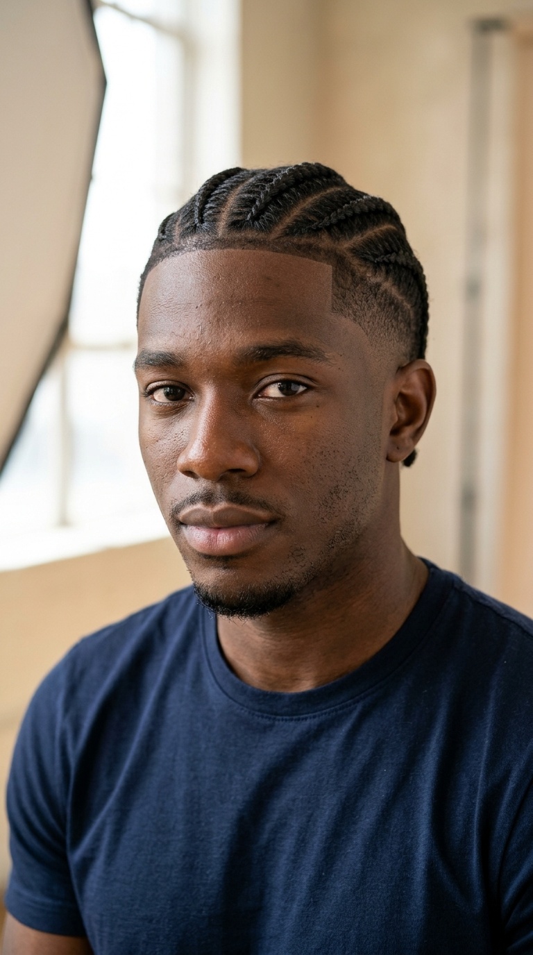 Braided Cornrows with Tapered Edges
