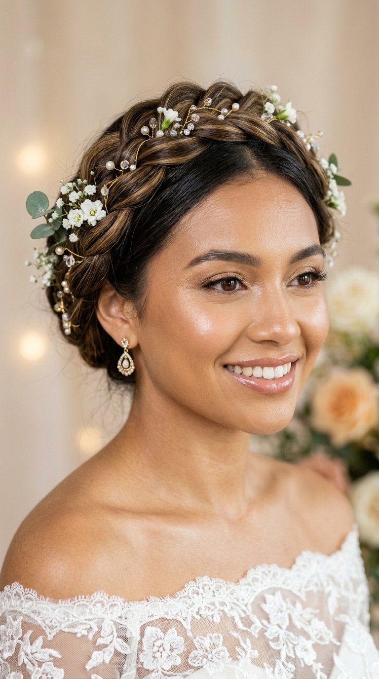 Braided Crown and Golden Goddess Glow