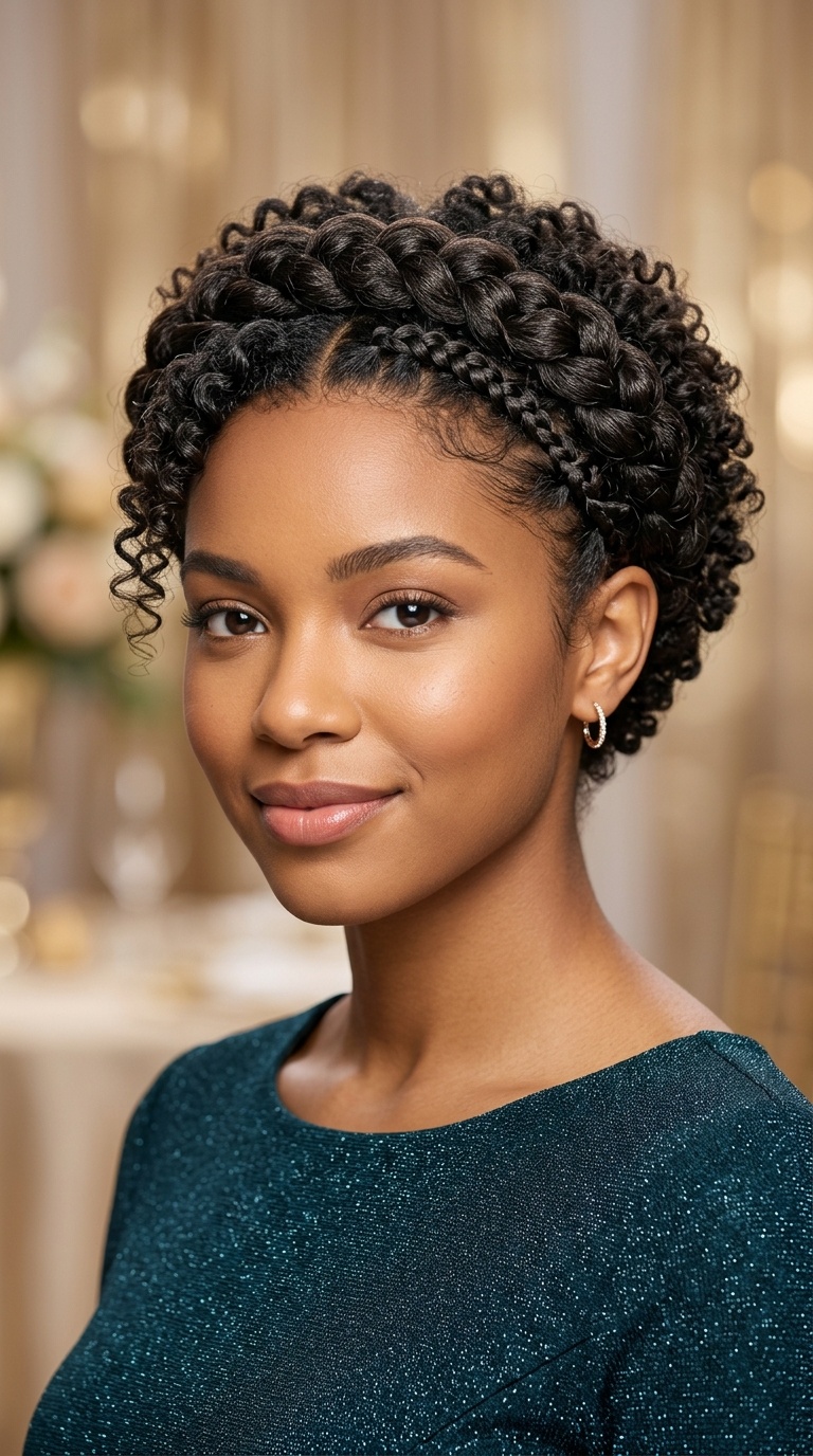 Braided Crown for Short Curls