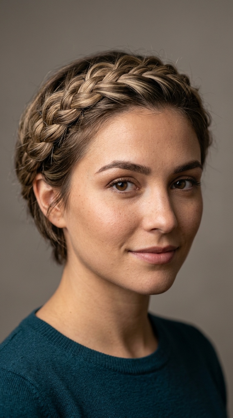 Braided Crown for Short Hair