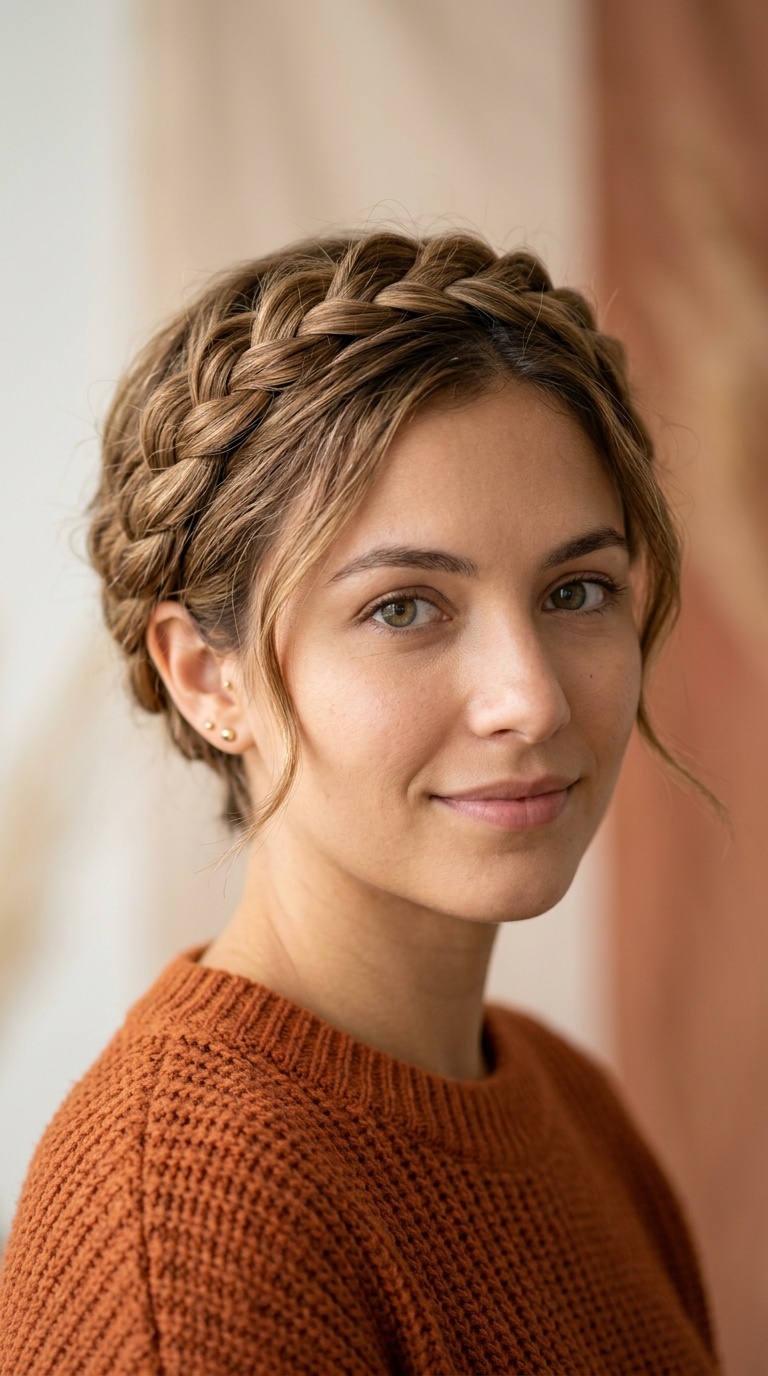 Braided Crown for Short Hair