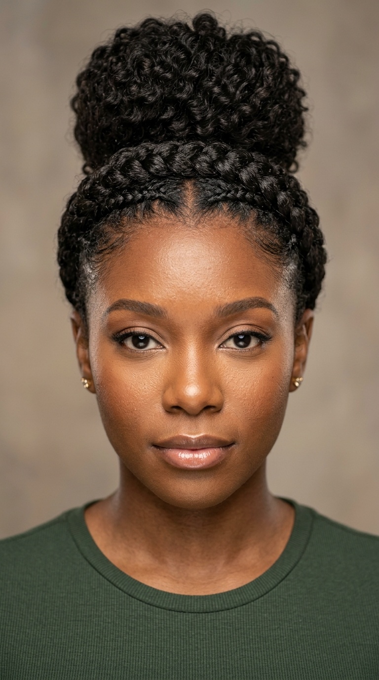 Braided Crown into High Bun