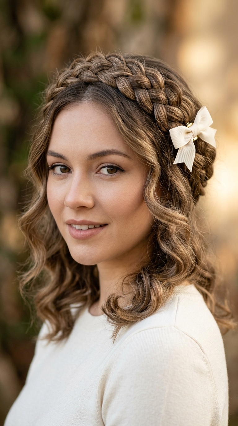 Braided Crown with a Bow Accent
