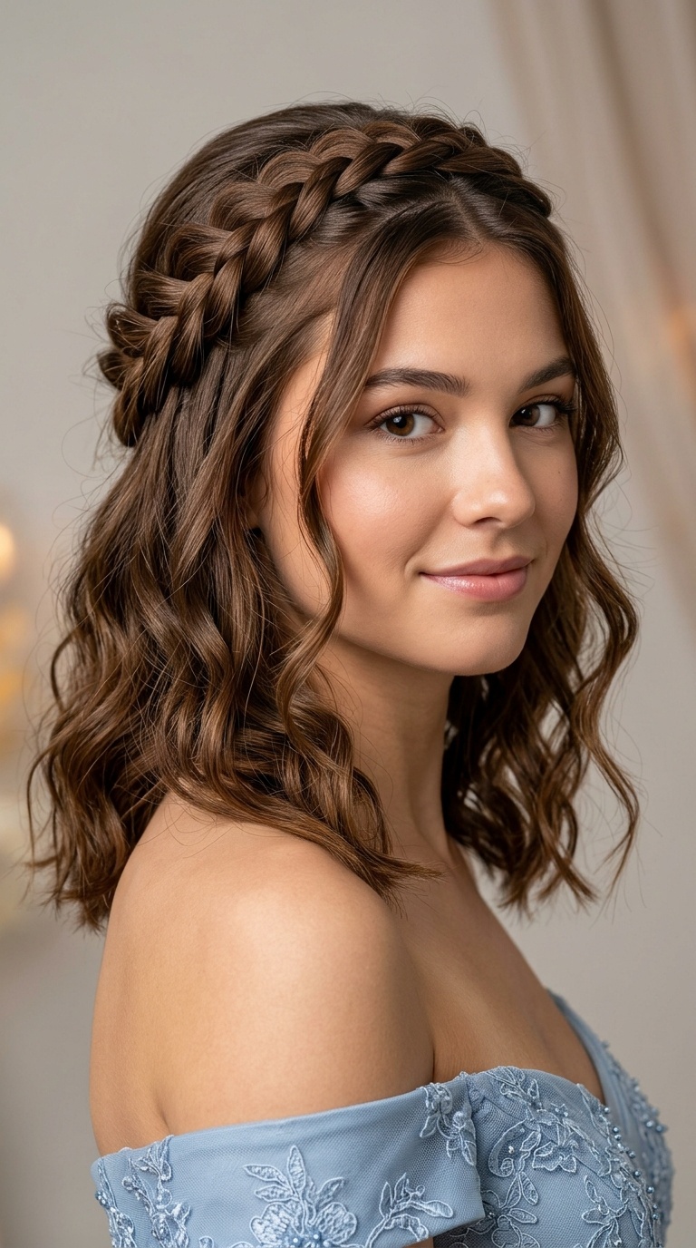 Braided Crown with Beachy Waves