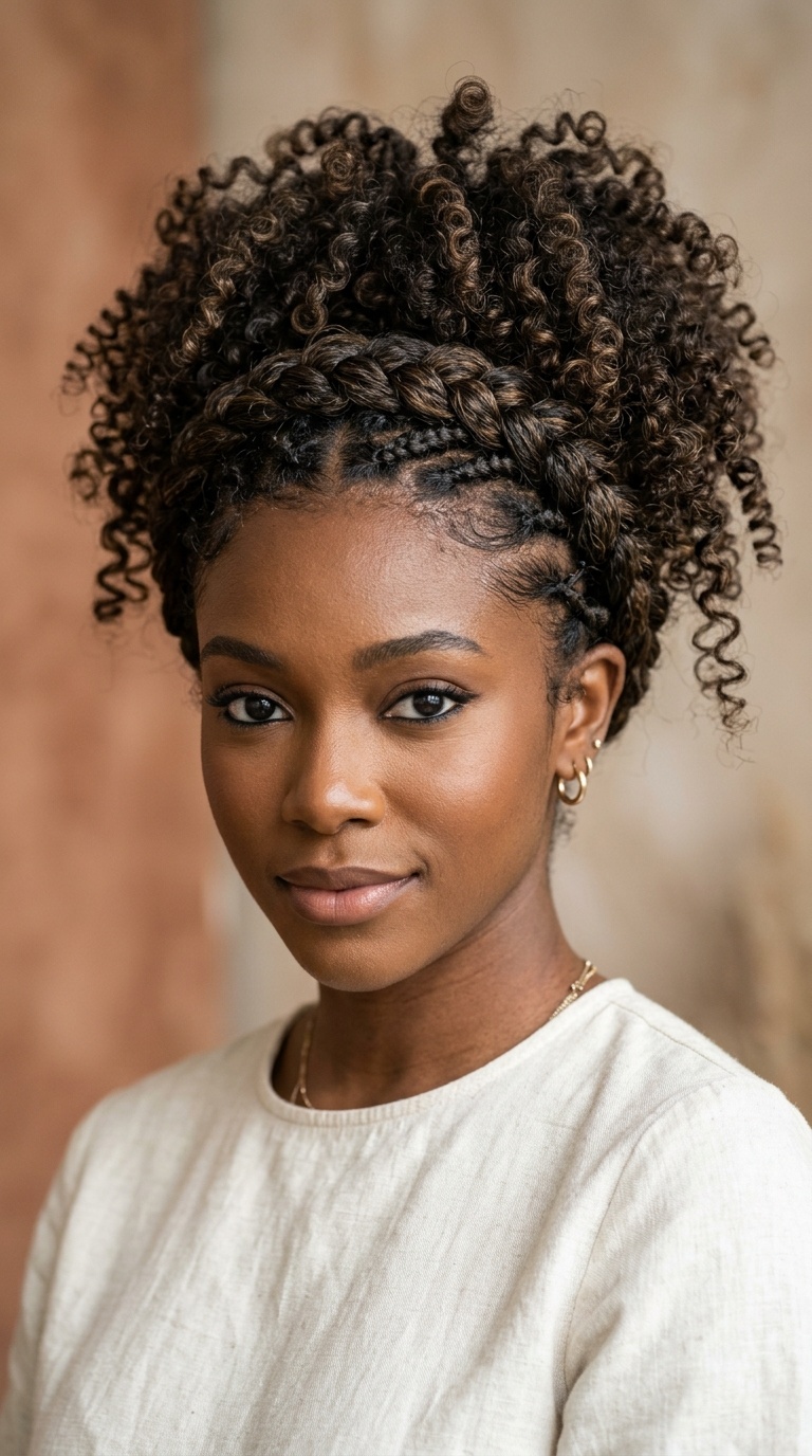 Braided Crown with Elevated Curls