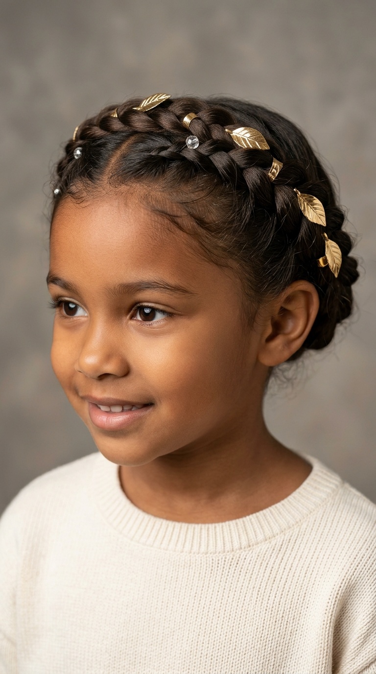Braided Crown with Gold Leaf Cuffs