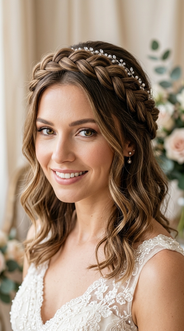 Braided Crown with Loose Ends
