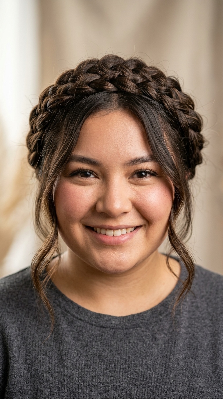 Braided Crown with Loose Strands