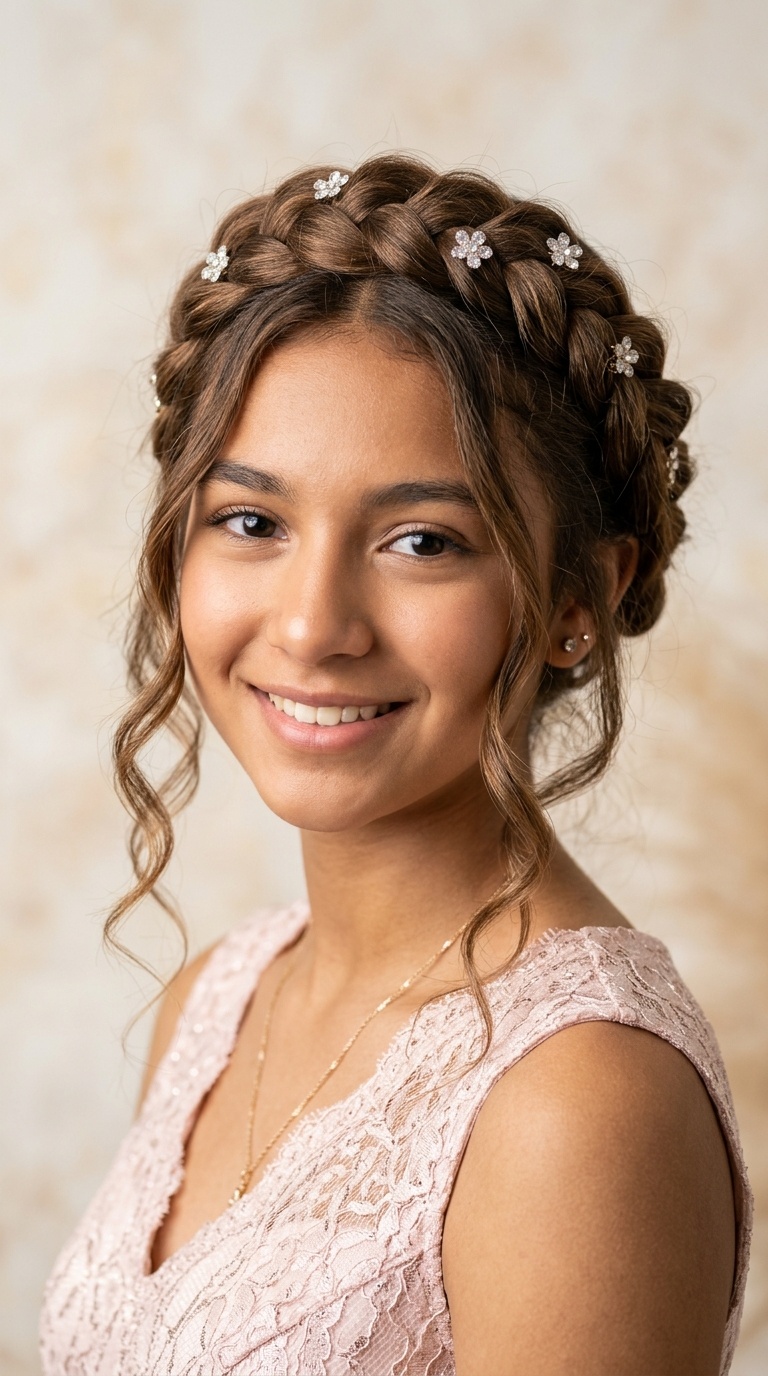 Braided Crown with Loose Tendrils