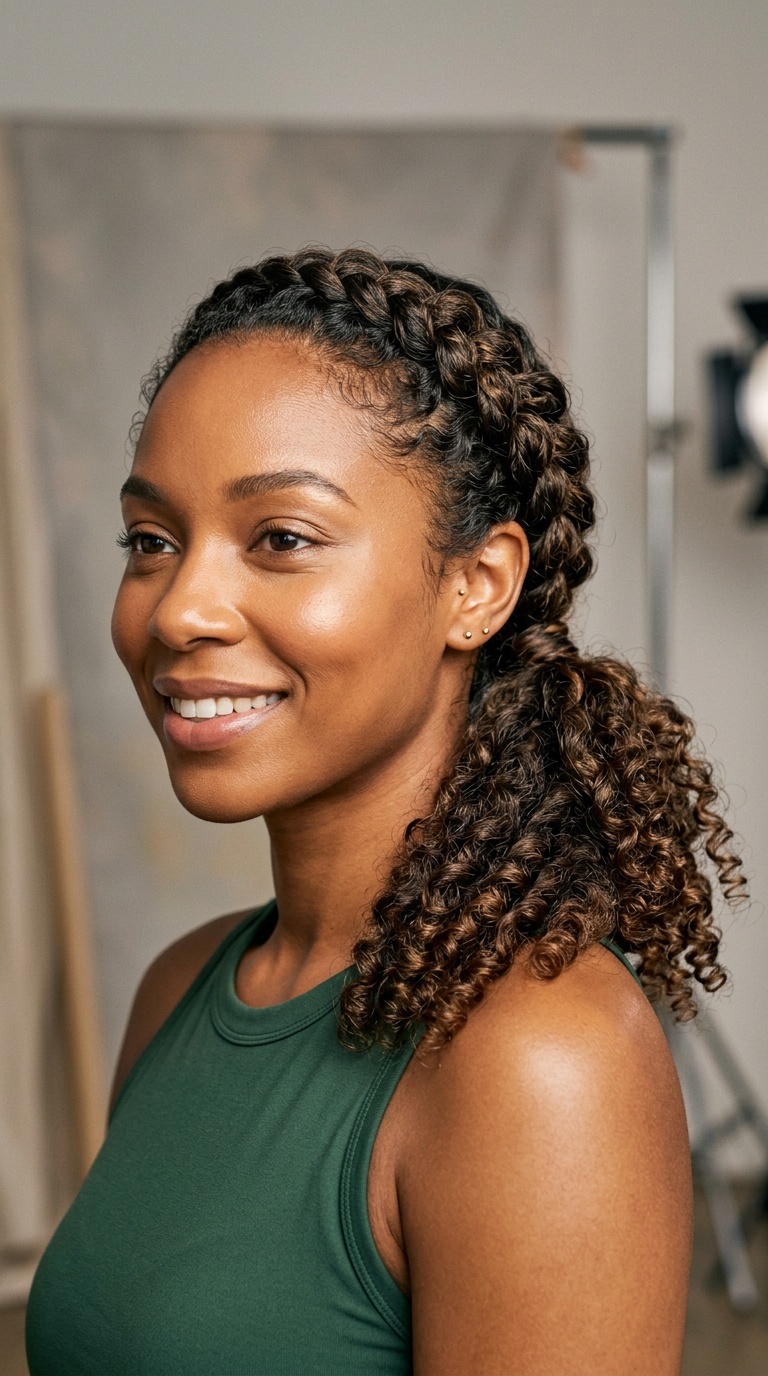 Braided Crown with Low Pony