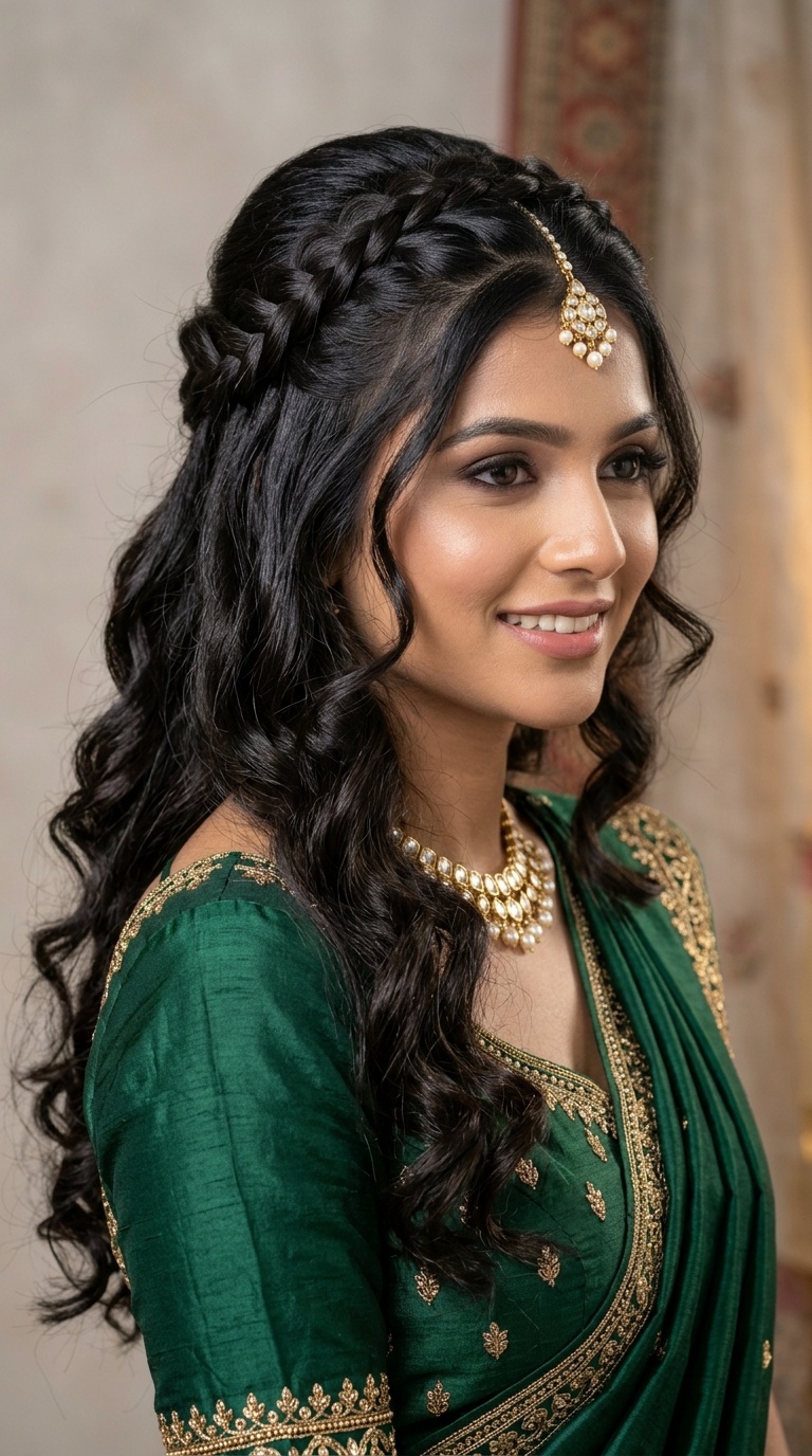 Braided Crown with Open Curls