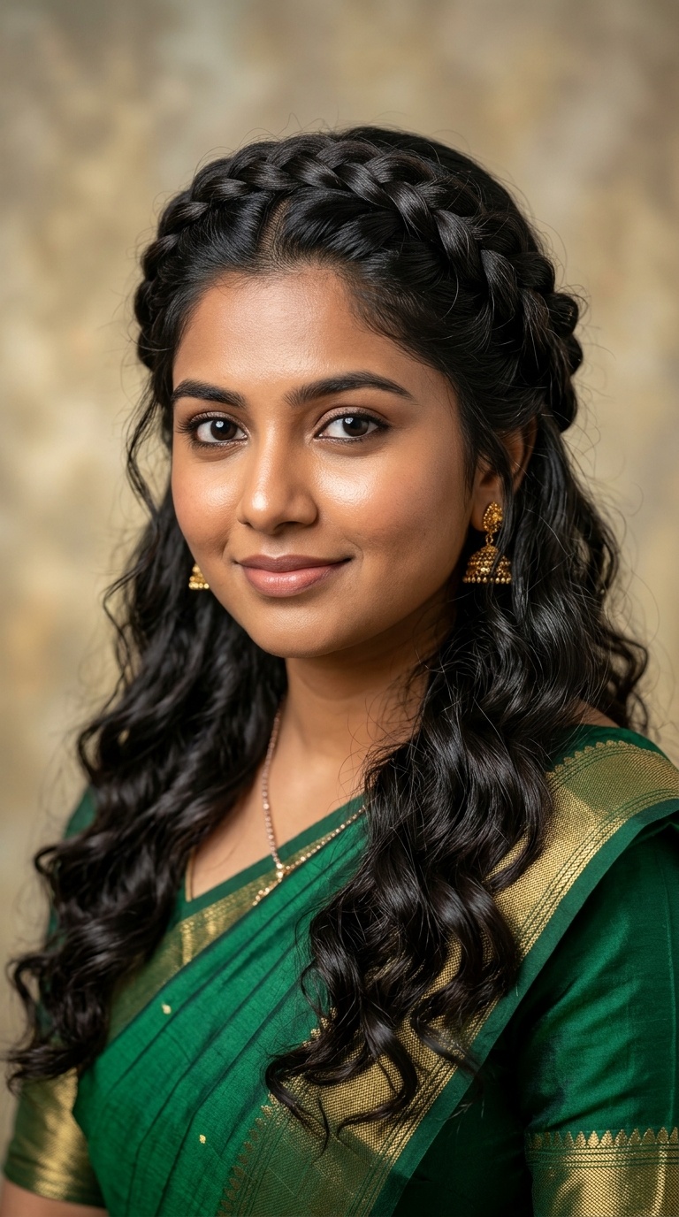 Braided Crown with Open Curls