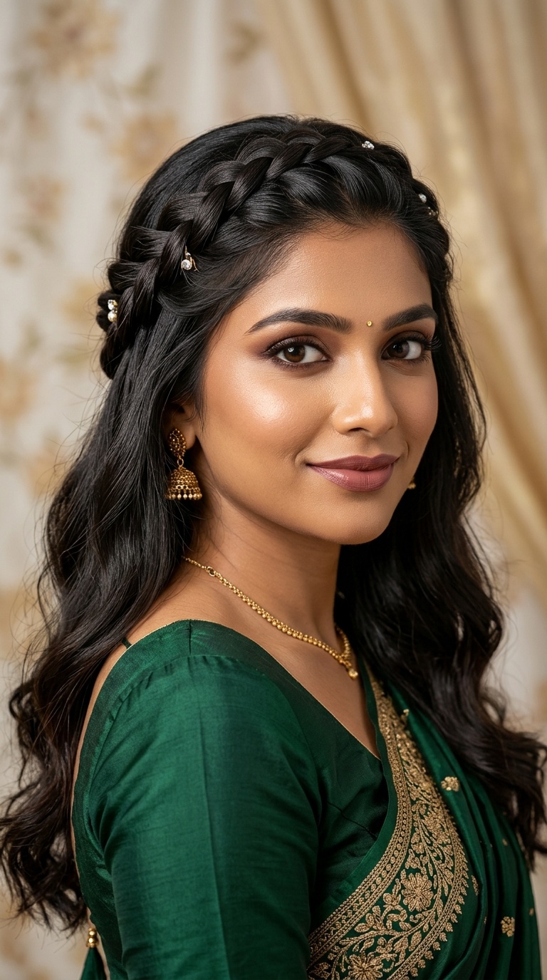 Braided Crown with Open Hair
