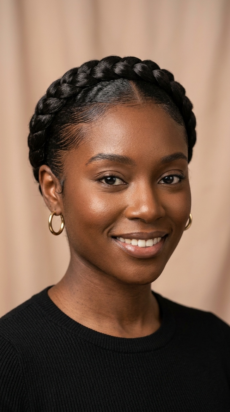 Braided Crown with Sleek Edges