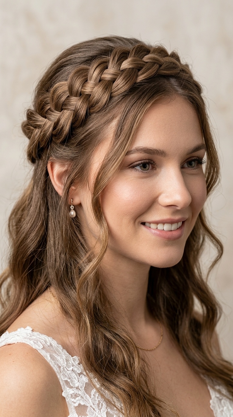 Braided Crown with Soft Waves