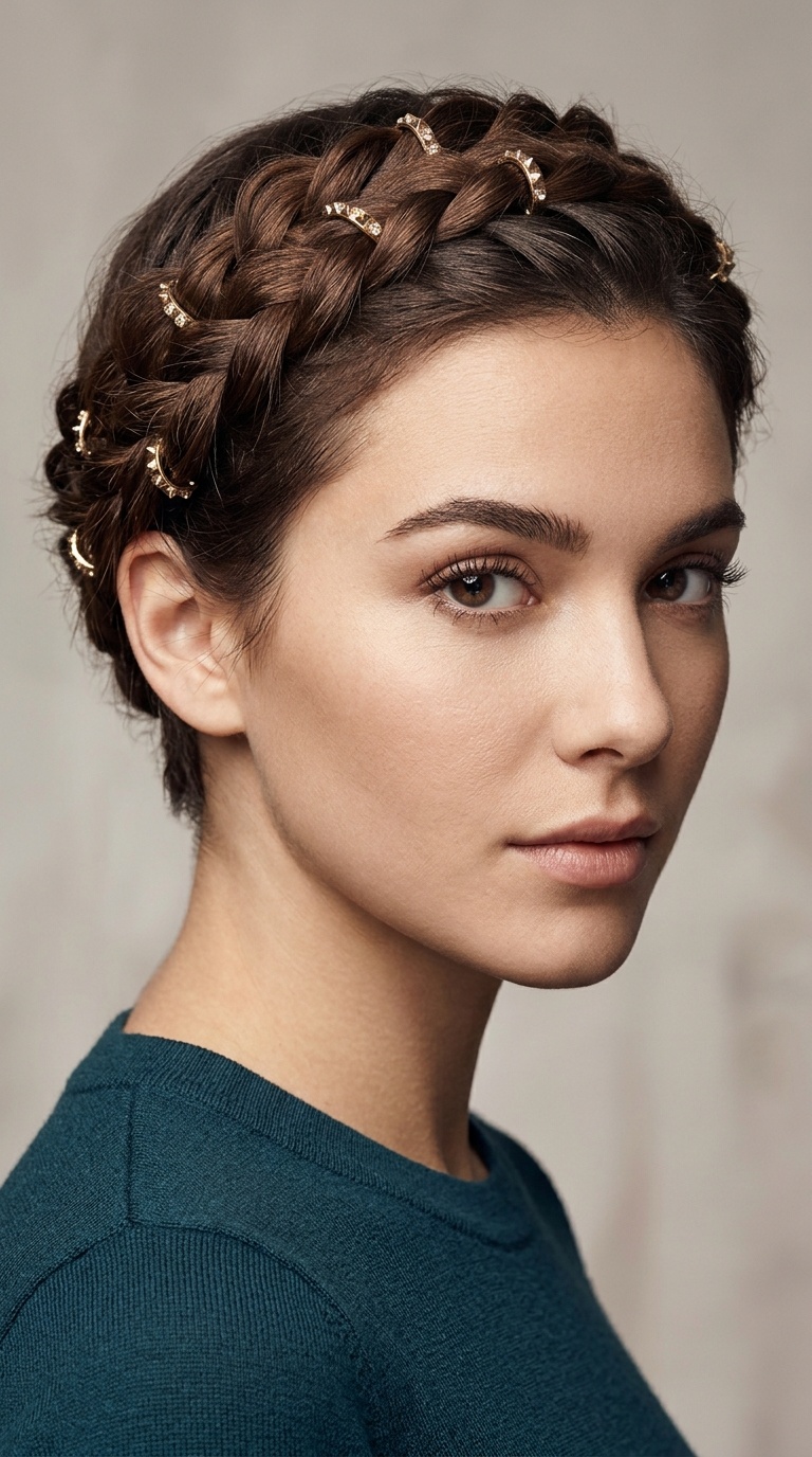 Braided Crown with Studded Clips