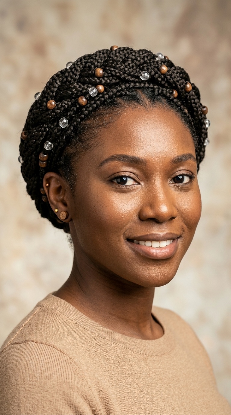 Braided Crown with Subtle Wooden Details
