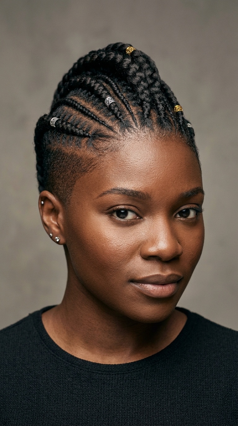 Braided Faux Hawk with Tapered Sides