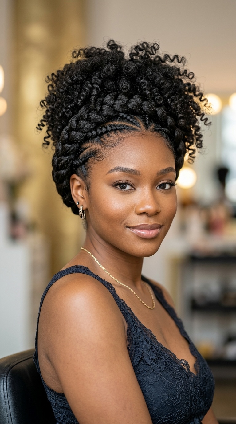 Braided Halo with Curly Center