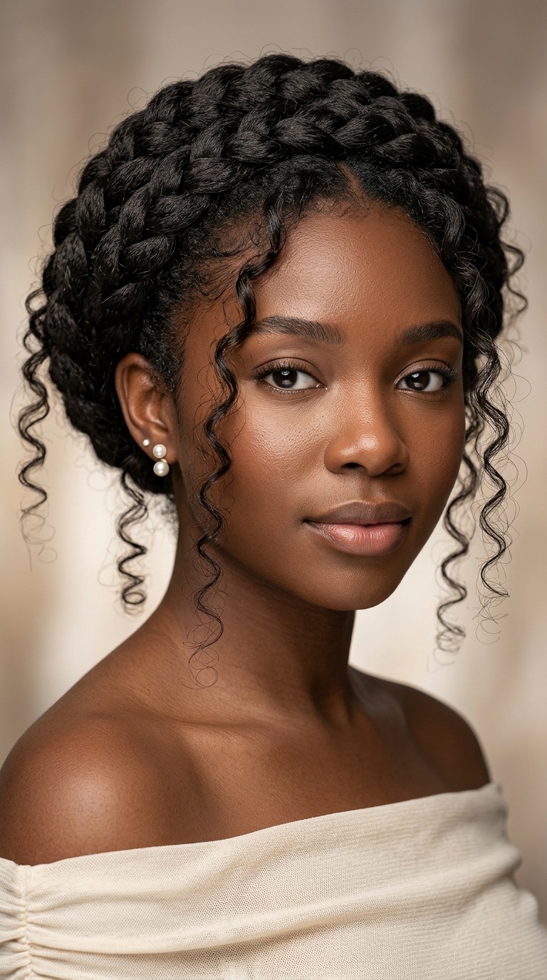 Braided Halo with Curly Wisps