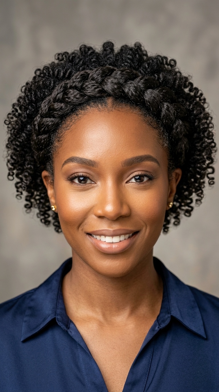 Braided Halo with Natural Curls