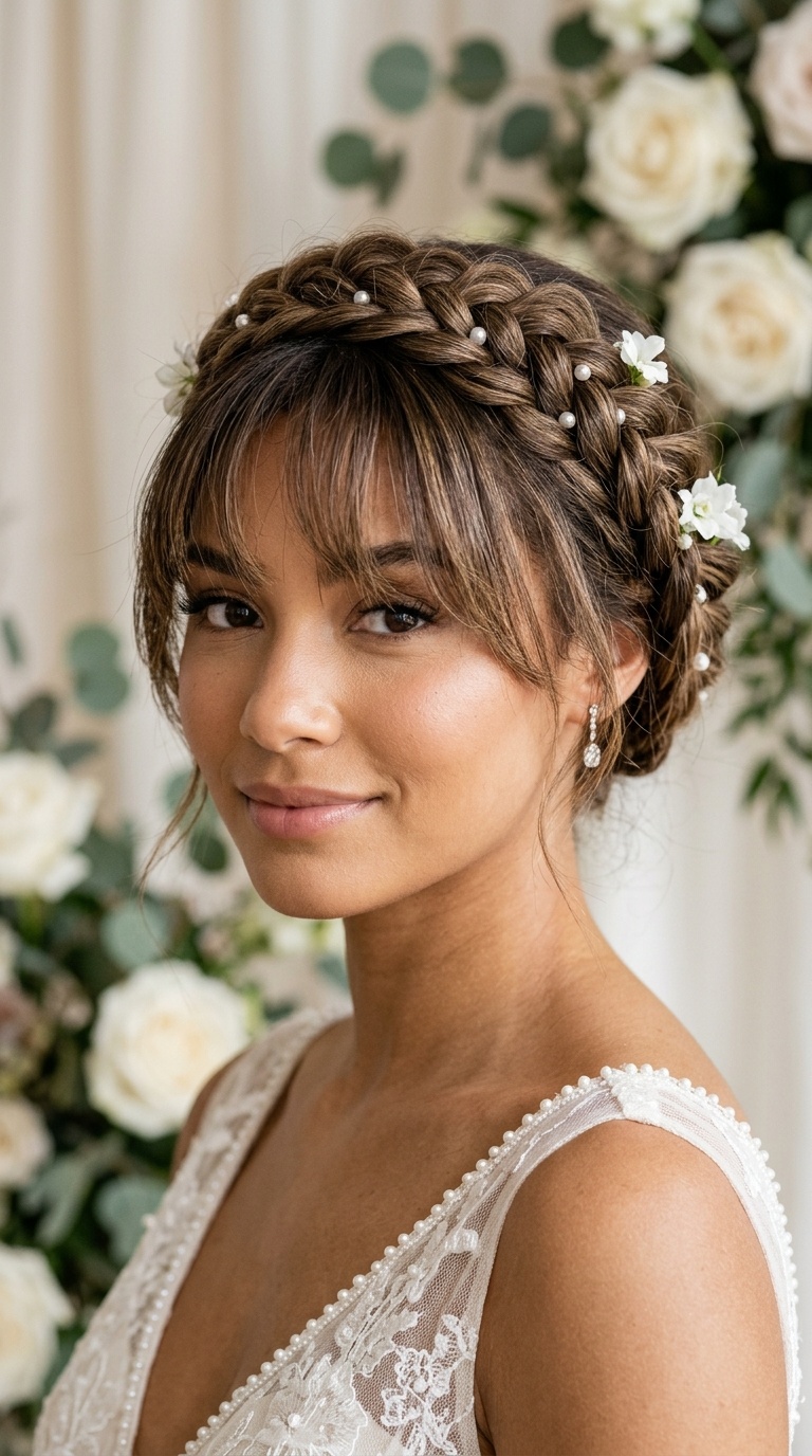 Braided Halo with Peek-a-Boo Bangs