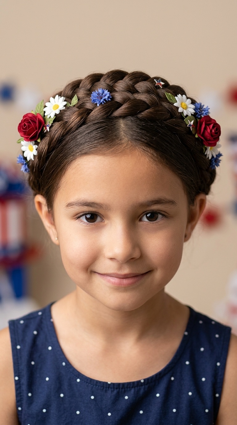 Braided Headband with Floral Pins