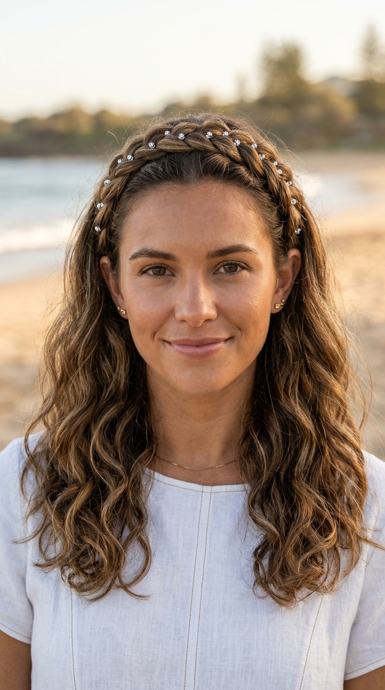 Braided Headband with Loose Curls