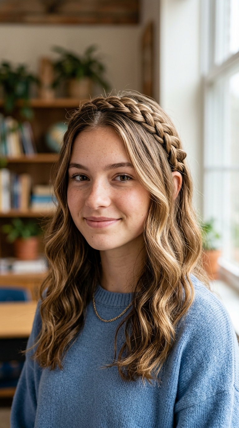 Braided Headband with Loose Waves